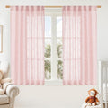 LAMIT Semi Sheer Linen Curtains 45 Inches Long, Light Filtering Panels Back Tab and Rod Pocket Neutral Drapes for Girls Room/Window/Bedroom, Pink, 2 Panels, 52 x 45 Inch
