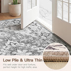 Lofus 2x3 Washable Rug for Entryway Bathroom, Non Slip Kitchen Mats for Floor, Vintage Soft Door Mat Indoor Entrance, Small Area Rugs, Farmhouse Carpet for Entry Living Room Bedroom, Floral Grey
