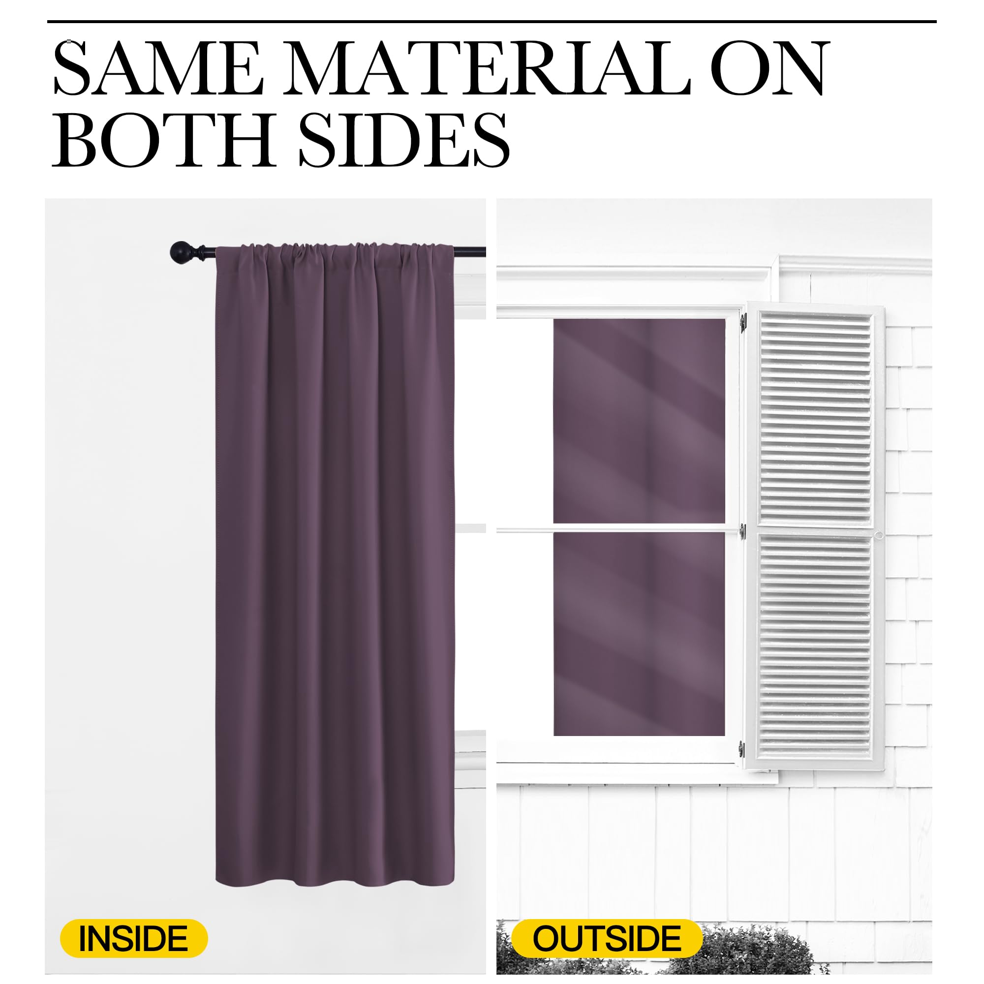 NICETOWN Blackout Curtains for Living Room, Plum, 2 Panels, 42 by 63, Darkening Window Curtain Panels, Easy-Care Solid Thermal Insulated Draperies/Drapes for Daughter Room