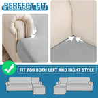 Couch Cover Stretch Velvet Sofa Cushion Cover 2-Piece - Elastic Washable Slipcover for Seat or Backrest, Couch Seat Covers for Sofas (Light Grey)