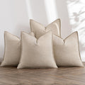 MIULEE Beige Boho Linen Decorative Pillow Covers 24x24 Inch Pack of 4
