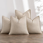MIULEE Beige Boho Linen Decorative Pillow Covers 24x24 Inch Pack of 4