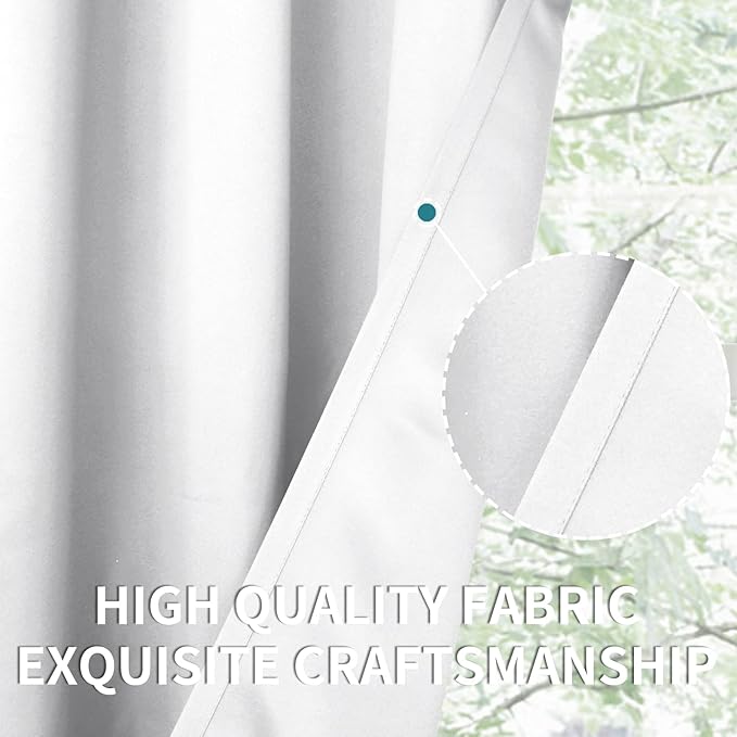 BGment Room Darkening Curtains 72 Inches Long - Grommet Thermal Insulated Drapes Window Treatment Curtains for Bedroom, 2 Panels, 52 x 72 Inch, Pure White