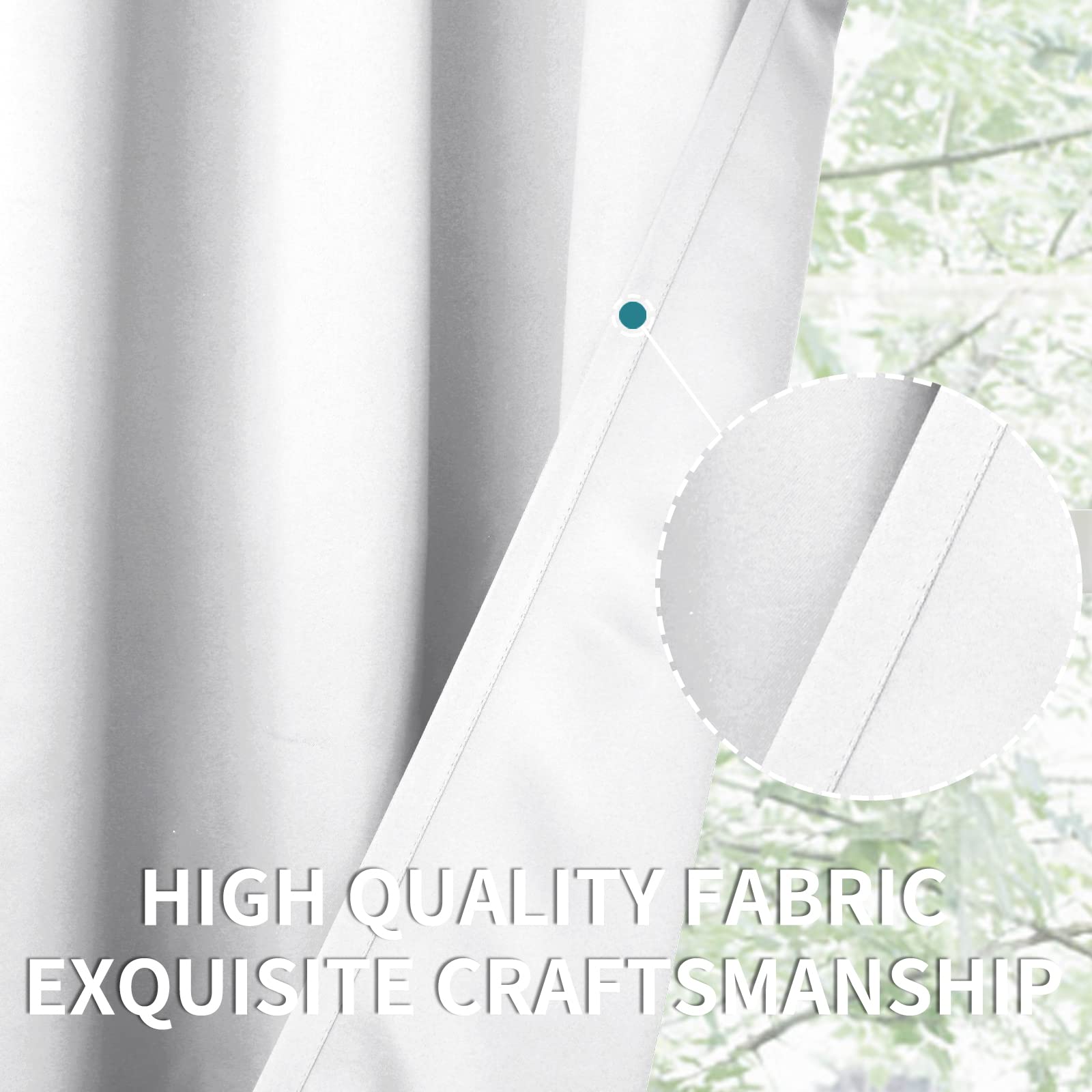 BGment Pure White Room Darkening Curtains 84 Inch for Living Room 2 Panels
