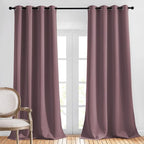 NICETOWN Blackout Curtains 90 inch Length, Sound Reducing Thermal Insulated Grommet Room Darkening Window Treatments for Bedroom/Living Room, 2 Panels, W52 x L90, Dry Rose