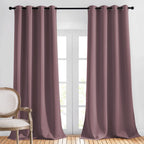NICETOWN Blackout Curtains 90 inch Length, Sound Reducing Thermal Insulated Grommet Room Darkening Window Treatments for Bedroom/Living Room, 2 Panels, W52 x L90, Dry Rose