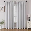 CUCRAF Grayish White Blackout Curtains 108 inch Length 2 Panels Set, Rod Pocket Room Darkening Drapes for Bedroom Living Room, Insulated Thermal Light Blocking Window Curtain (W52 x L108 Inch)