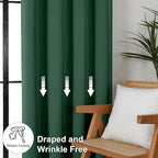 Simplebrand Ever Green Blackout Curtains for Bedroom 102 Inches Long 2 Panels, Solid Thermal Insulated, Energy Saving Living Room Window Treatment Curtains Blackout Drapes, W50 x L102 Inch, Ever Green