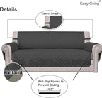 Easy-Going Reversible Oversized Couch Cover for 3 Cushion Couch Sofa Cover for Dogs Water Resistant Furniture Protector Cover with Foam Sticks for Pet (Oversized Sofa, Darkgray/Beige)