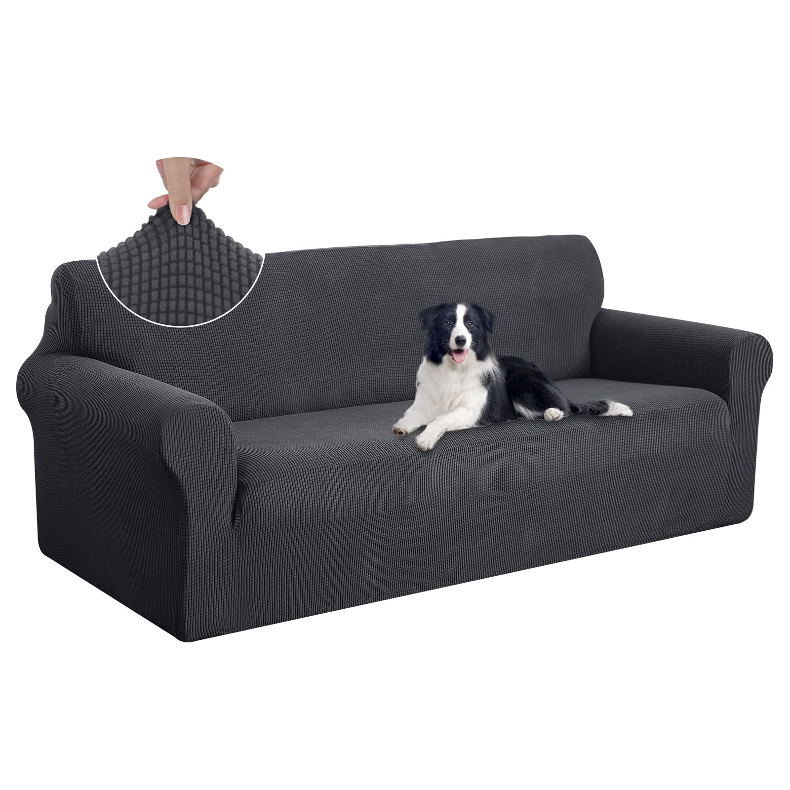 U-NICE HOME Oversized Stretch Couch Cover Slipcover, Dark Grey