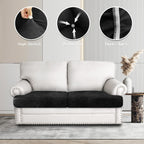 ANARACHON Leather Look Couch Cushion Covers Sofa Seat Slipcovers Sets Couches Furniture Protector for Sectional Armchair Loveseat Pets Kids Stretch Spandex Fabric (2 T-Cushion Loveseat, Black)