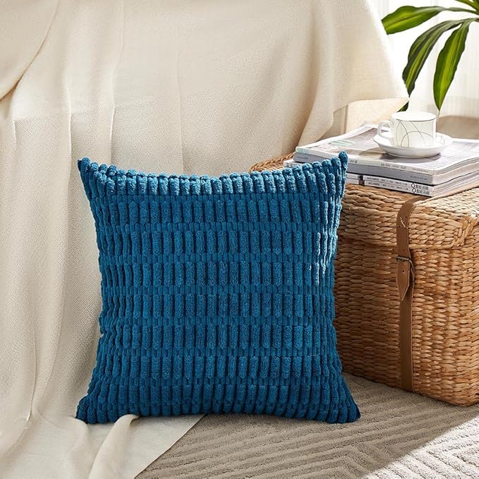 Fancy Homi 4 Packs Decorative Throw Pillow Covers for Living Room Couch Bed, Modern Farmhouse Boho Home Décor Accent Cushion Case, 22" x 22", Teal