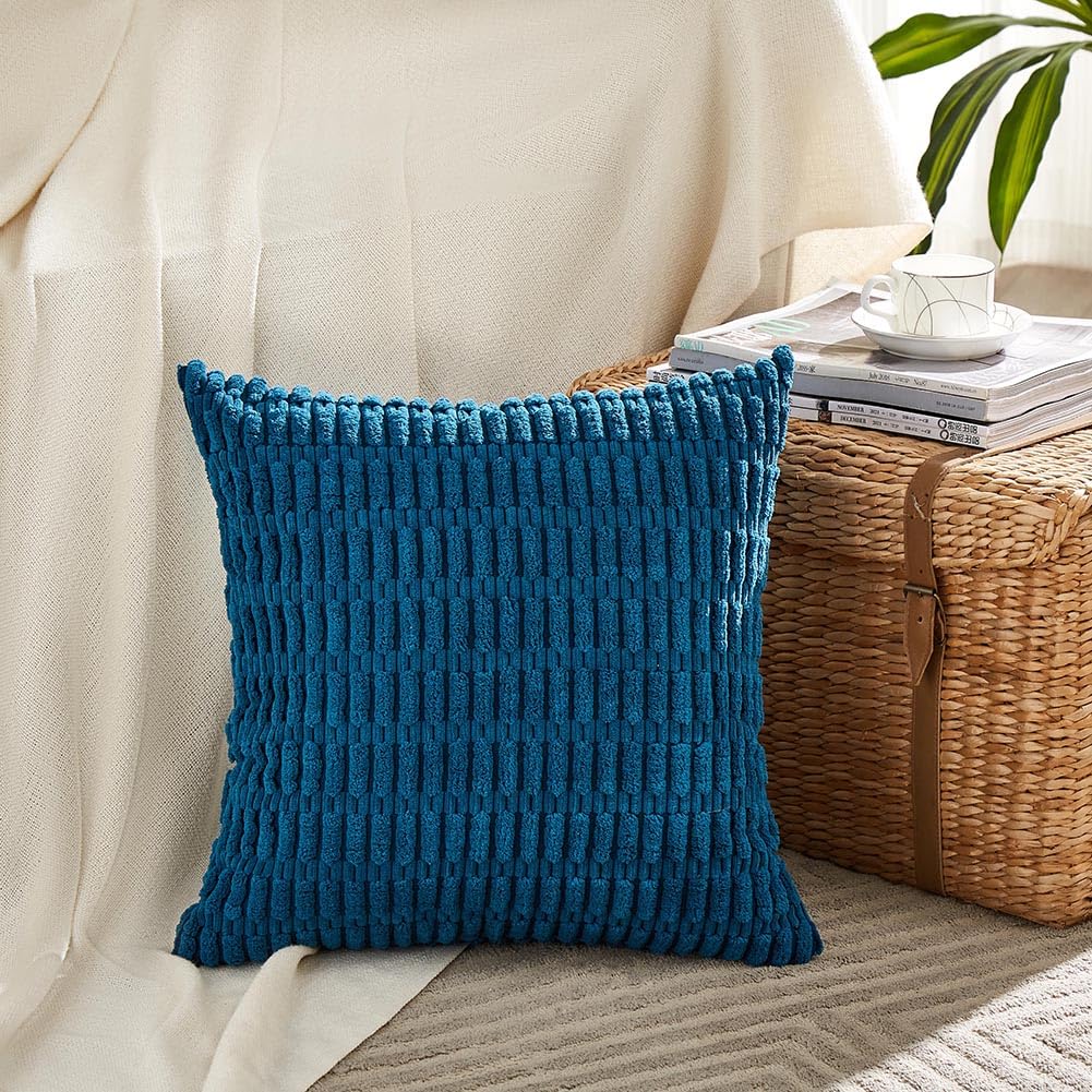 Fancy Homi 4 Packs Decorative Throw Pillow Covers for Living Room Couch Bed, Modern Farmhouse Boho Home Décor Accent Cushion Case, 18" x 18", Teal