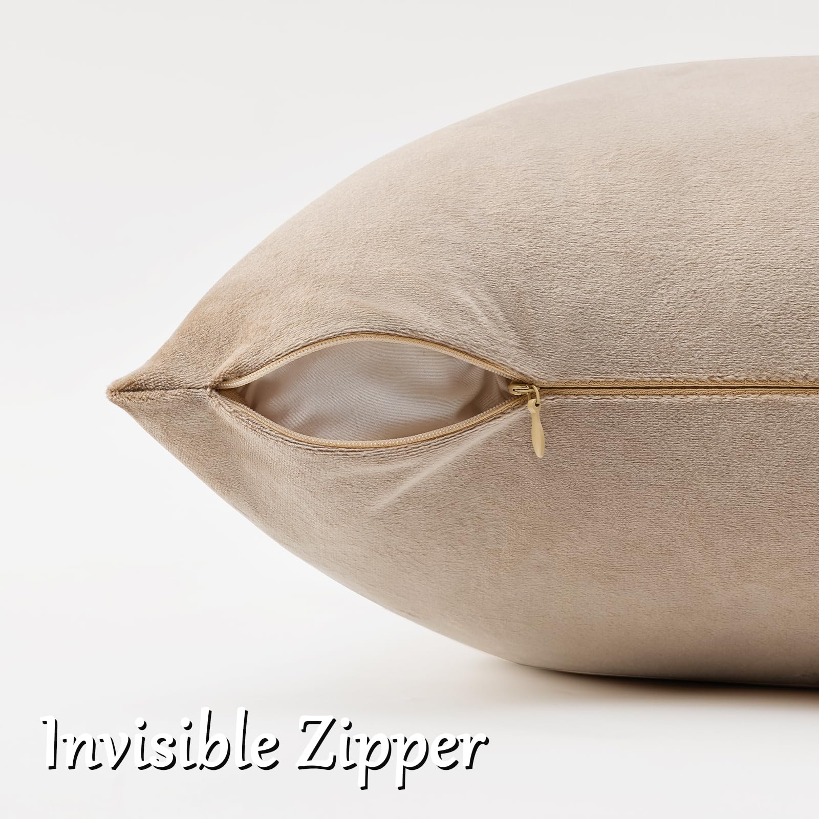 GIGIZAZA Taupe Velvet Pillow Covers 22x22 Decorative Pillows Pack of 2
