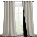 NICETOWN Natural Blackout Curtains 90 inches Long, Full Light Blocking Drapes with Black Liner for Nursery, Thermal Insulated Draperies for Hall, Villa (2 Pieces, 46" Wide Each Panel)