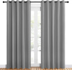 NICETOWN Bedroom Curtains Blackout Drapery Panels, Three Pass Microfiber Thermal Insulated Solid Ring Top Blackout Window Curtains/Drapes (Silver Grey, 2 Panels, 60 x 84 inches)