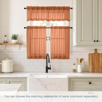 Orange Sheer Curtains Tier 30 Inches Length 2 Panels Set, Light Filtering Lightweight Soft Window Treatments Drapes, Cute Elegant Cafe Curtains for Nursery, Dual Rod Pocket, 2x42Wx30L Inches
