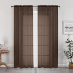 OWENIE Sheer Curtains, Chocolate Sheer Curtains 78 inch Length 2 Panels Set, Rod Pocket Voile Fimly Sheer Drapes for Living Room/Bedroom, 2pcs, Each 42" W x 78" L