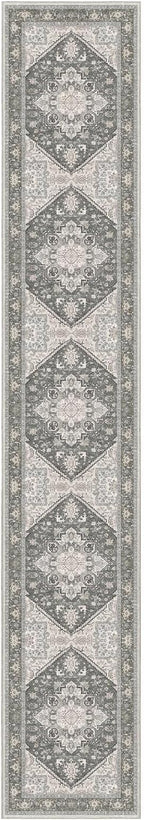 OPPODREAM Soft Entryway Rug 2x12, 2x12 Rug Runner, Washable Hallways Carpet 2 x 12 with Non Slip Backing, Low-Pile Bedside Carpet 2 x 12, Long, Faux Cashmere, Greenish Grey
