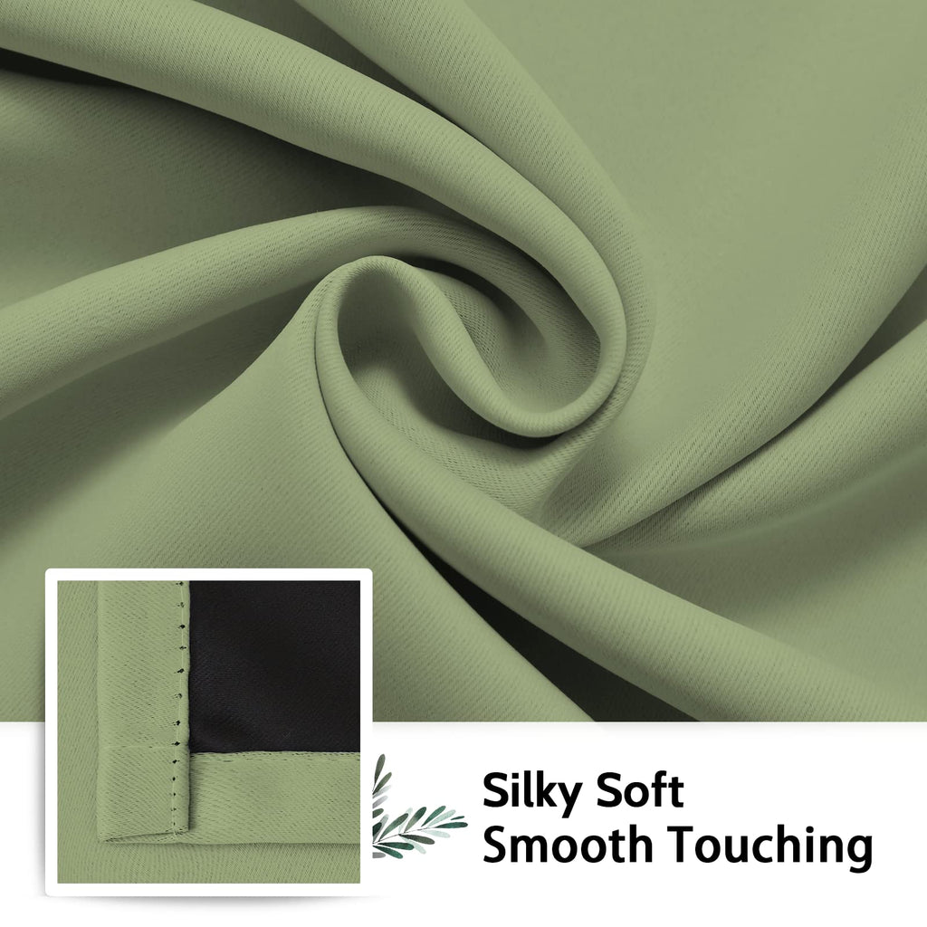 SimpleHome Sage 100% Blackout Curtains Room Darkening Living Room 72 Inch