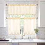 MIULEE 2 Panels Red Kitchen Tiers Half Window Sheer Curtains Rod Pocket Translucent Voile Drapes for Kitchen Bathroom Small Windows 29 by 36 Inch Cream Beige