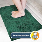 Muddy Mat® | Super Water Absorbent Door Mat Indoor, Microfiber Quick Dry Chenille Entryway Rug,Slip Resistant Front Door Mat,Indoor Mats for Entryway,Machine Washable Pet Rug, Dark Green 24" x 120"