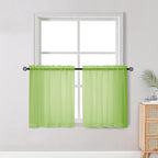 OWENIE Short Lime Sheer Curtains 30 Inch Length 2 Panels Set, Kitchen Curtains Tiers Light Filtering Rod Pocket Cafe Curtain for Basement Bathroom Small Half Window, 42" W x 30" L, Lime