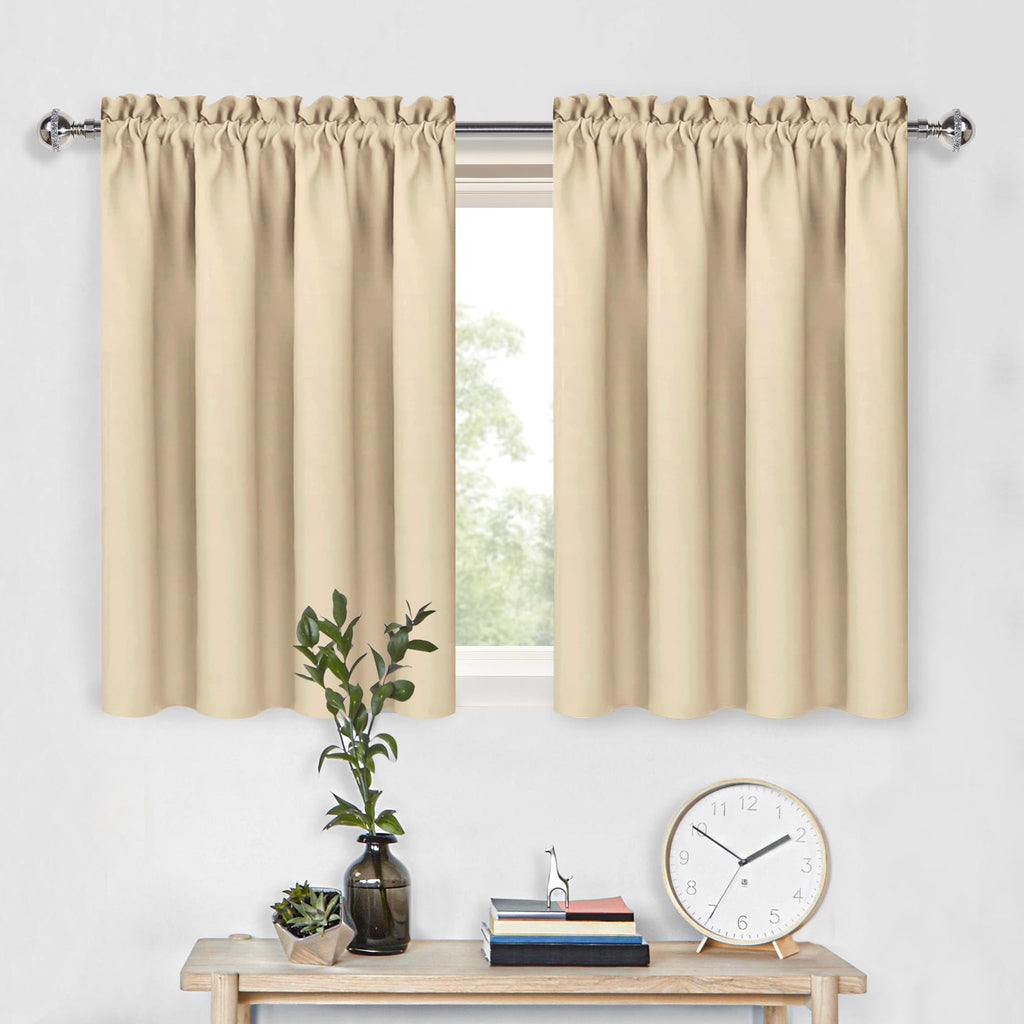 DWCN Short Blackout Curtains 42 x 36 Inch Long for Kitchen RV Bunk Beige