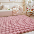 Pink Rabbit Plush Rug 5'x8', Fluffy Faux Fur Shaggy Area Rug for Nursery, Kids Room Decor, Soft Fuzzy Carpet for Living Room, Bedroom, Teen Girls Room