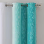 Estelar Textiler Teal and Greyish White Room Darkening Blackout Curtains 84 Inches Long for Living Room, Thermal Insulated Ombre Light Blocking Grommet Blackout Drapes for Bedroom, 42Wx84L, 2 Panels