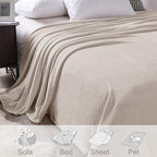 Exclusivo Mezcla Fleece Blanket King Size for Bed, Super Soft and Warm, All Season, Cozy, Plush, Lightweight, 90x104 Inches, Camel