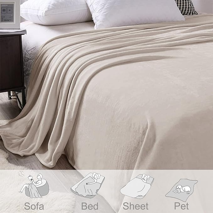 Exclusivo Mezcla Fleece Throw XL Blanket for Couch, Sofa, Super Soft and Warm Camel Blankets, All Season, Cozy, Plush, Lightweight, 50x70 Inches