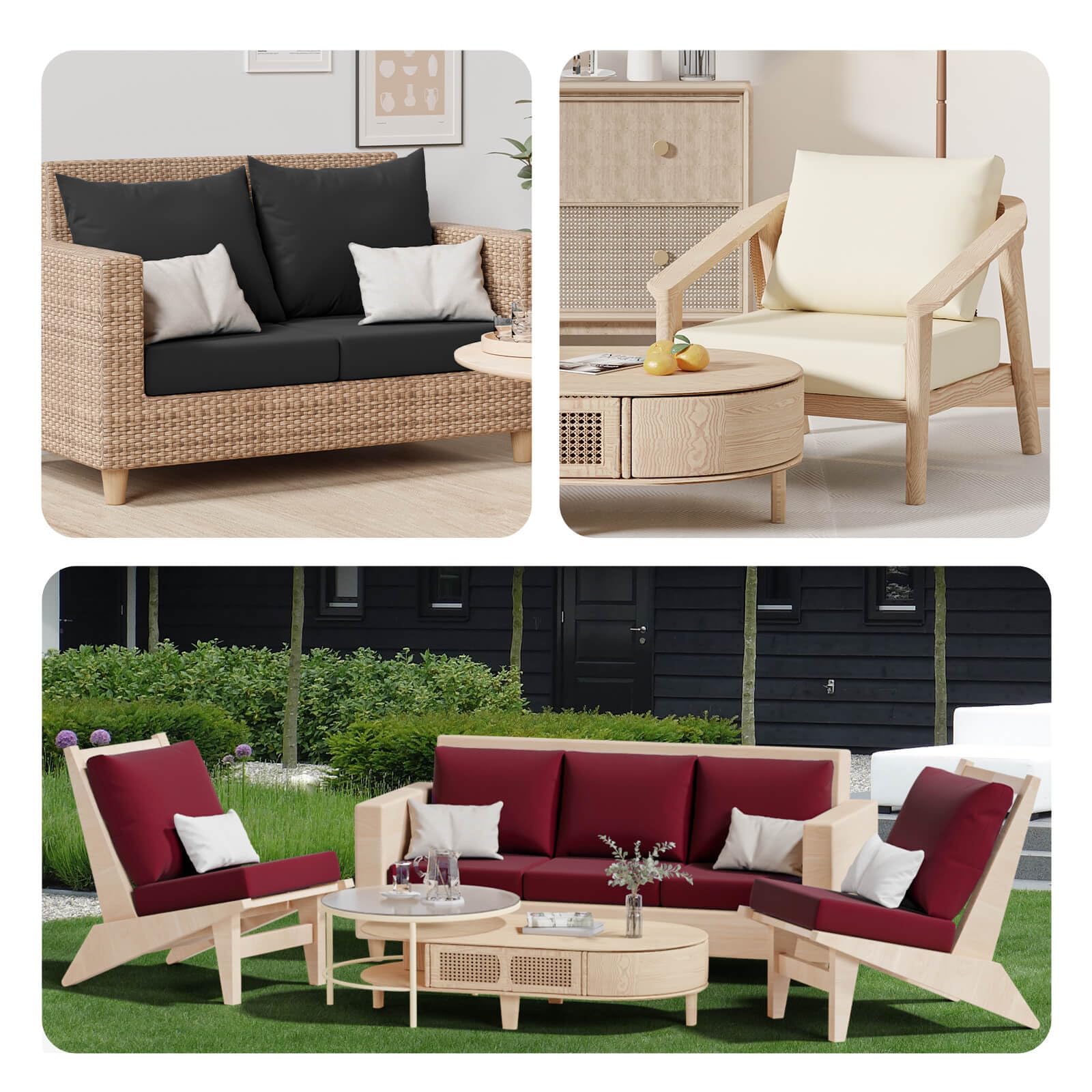8Pcs Outdoor Cushion Covers, Stretch Patio Furniture Couch Chair Slipcovers