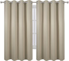 LEMOMO Beige Thermal Blackout Curtains/52 x 63 Inch/Set of 2 Panels Room Darkening Curtains for Bedroom