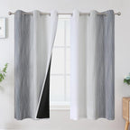 Grey and Greyish White Ombre Blackout Curtains for Bedroom 63 Inch Long