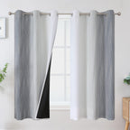 Grey and Greyish White Ombre Blackout Curtains for Bedroom 63 Inch Long