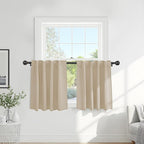 PONY DANCE Beige Blackout Curtains - Kitchen Window Drapes Short Heavy-Duty Soft Rod Pocket Curtain Draperies/Window Treatments for Nursery Bedroom, W 42 x L 30 Inches, Biscotti Beige, 2 Panels