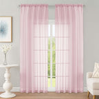 OWENIE Blush Sheer Curtain 90 Inches Long 2 Panels Set, Solid Filmy Drapes for Living Room Bedroom, Elegant Window Voile Sheer Curtain Panels Drapes, 2 Pcs, Each 59" Wx90 L Inch
