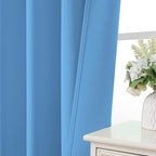 CUCRAF Light Blue Blackout Curtains Customize, Rod Pocket Room Darkening Curtain for Bedroom Living Room, Thermal Insulated Window Drapes 1 Panel (Custom Size, Color)