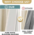 H.VERSAILTEX 100% Blackout Curtains for Bedroom Thermal Insulated Linen Textured Curtains Heat and Full Light Blocking Drapes Living Room Curtains 2 Panel Sets, Bleached Sand, 52x45 Inch