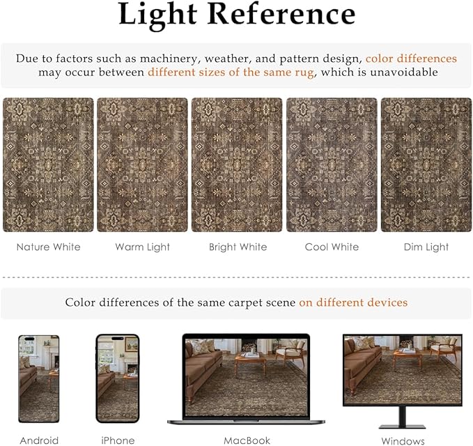 4x4 Washable Round Rug for Living Room Bedroom Vintage Brown Soft Low Pile Carpet Traditional Retro Non Slip Cirlce Rug for Dining Room Entryway Indoor Dorm Kitchen