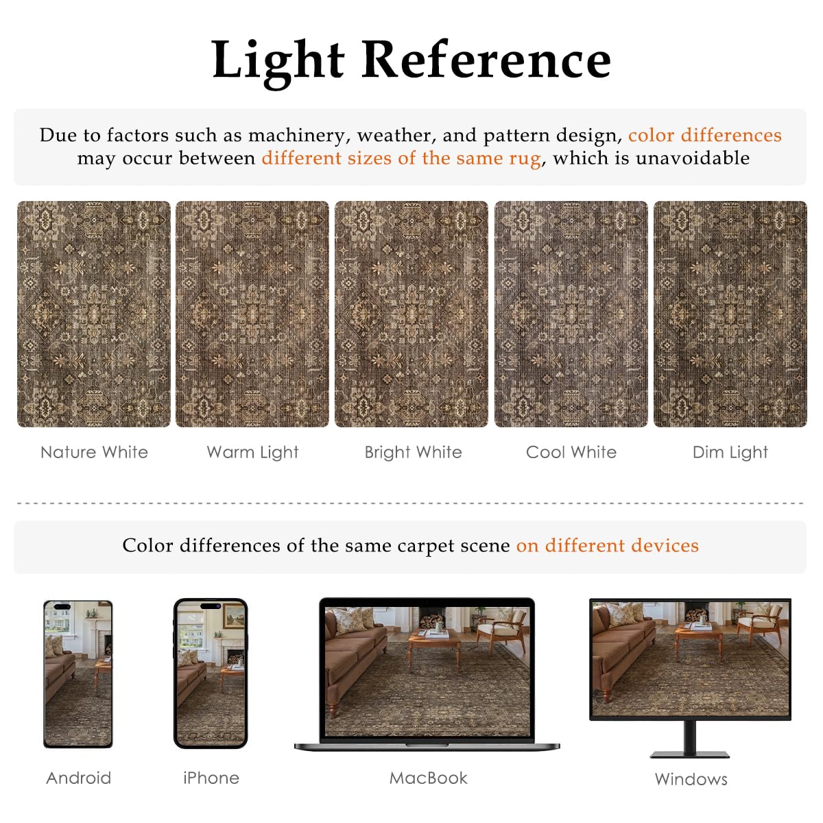WondRg 5x7 Dark Brown Vintage Area Rug