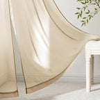 MIULEE Beige Sheer Curtains 72 Inches Long, 4 Panels Set, Rod Pocket Voile Drapes Light Filtering and Semi Transparent, Elegant Window Treatments for Bedroom Living Room,54 x 72 Inches