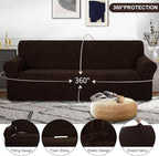 U-NICE HOME 4 Seater Stretch Couch Cover Sofa Cover Washable Sofa Slipcover Furniture Protector for 3 Cushion Couch Sofa Pet Friendly, Chocolate