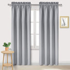 DWCN Blackout Curtains Room Darkening Thermal Insulated Bedroom Curtains Window Curtain Panels, 42 x 84 inches Long, Set of 2 Silver Grey Rod Pocket Drapes