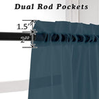 OVZME 2 Panels Sheer Dusty Blue Window Curtain 96" Length for Bedroom, Top Rod Pocket Design Light Filtering Panles for Living Room, 42W x 96L