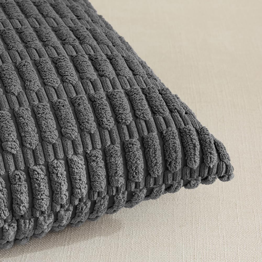Fancy Homi 4 Packs Decorative Throw Pillow Covers for Living Room Couch Bed, Modern Farmhouse Boho Home Décor Accent Cushion Case, 24" x 16", Dark Gray