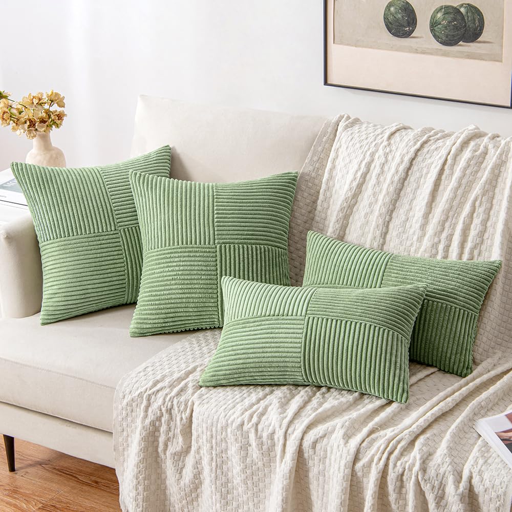 MIULEE Sage Green Decorative Throw Pillow Covers for Couch 18x18 Inch