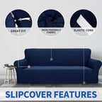 ZNSAYOTX 1 Piece Jacquard Chair Slipcovers for Living Room High Stretch Chair Covers with Arms Anti Slip Pets Friendly Couch Sofa Armchair Cover Furniture Protector (Chair, Navy Blue)