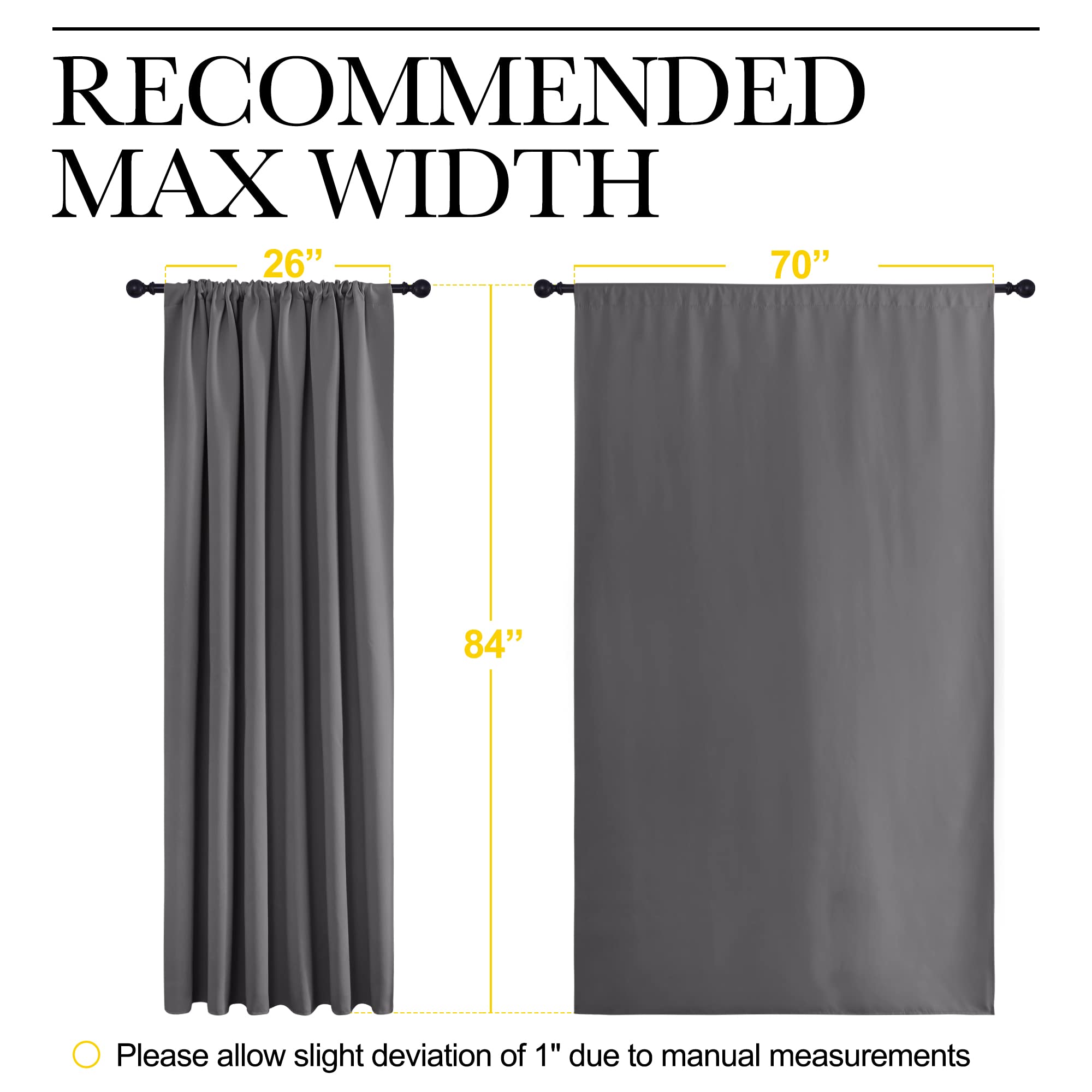 NICETOWN Blackout Curtain Panels for Window - Thermal Insulated Rod Pocket Blackout Drapes/Draperies for Dining Room (2 Panels, W70 x L84 inches, Grey)